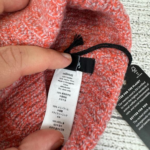 Allbirds Smallbirds Toddler Coral & Purple 100% Merino Wool Pom Beanie Size S/M - Picture 4 of 6